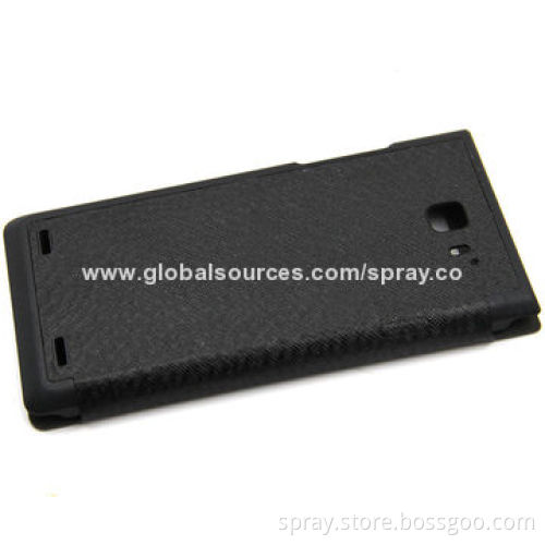 Black PU Leather Folio Cover for Sony Z1 Compact, with Front Clear Window